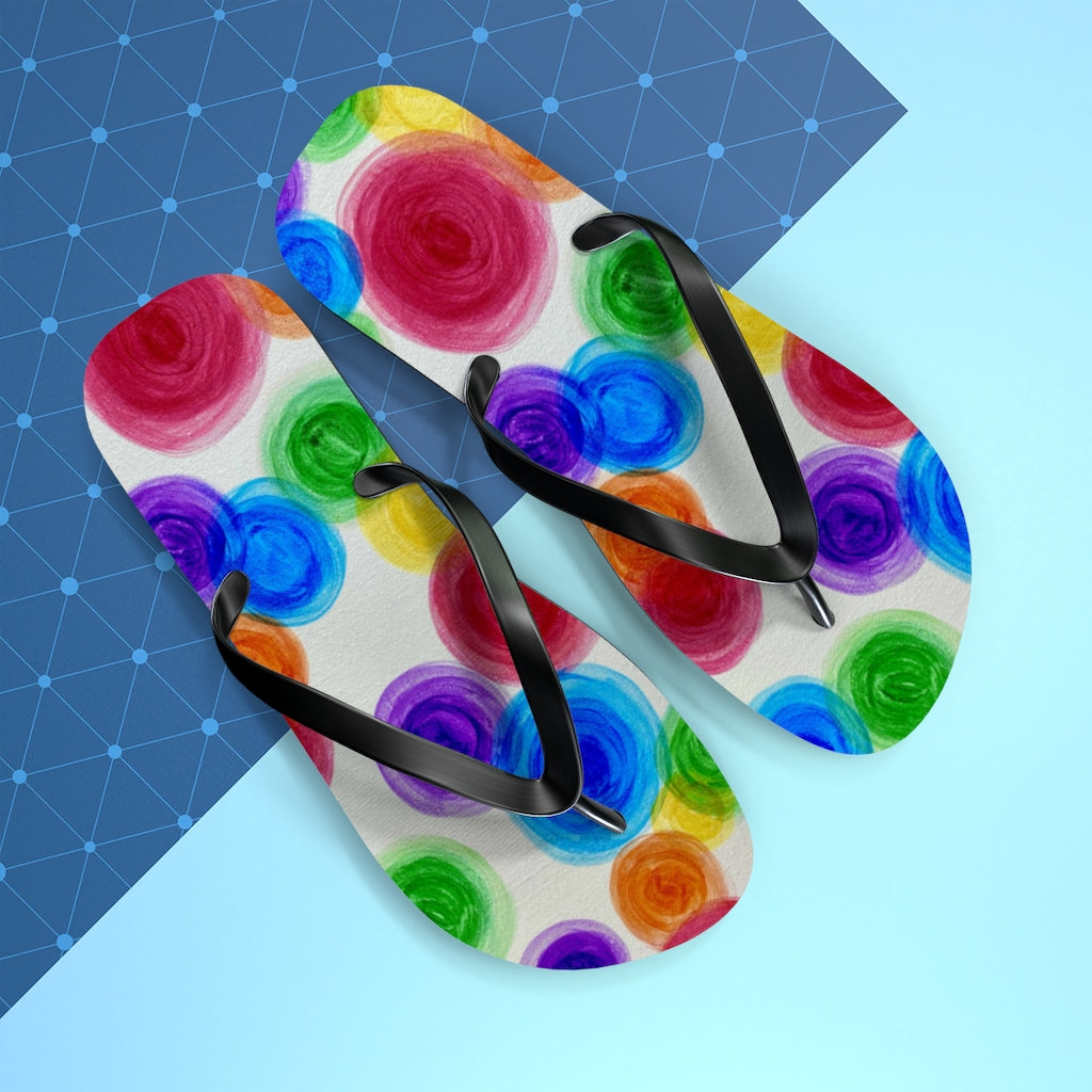 Rainbow Rain Flip Flops