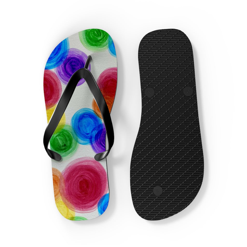 Rainbow Rain Flip Flops