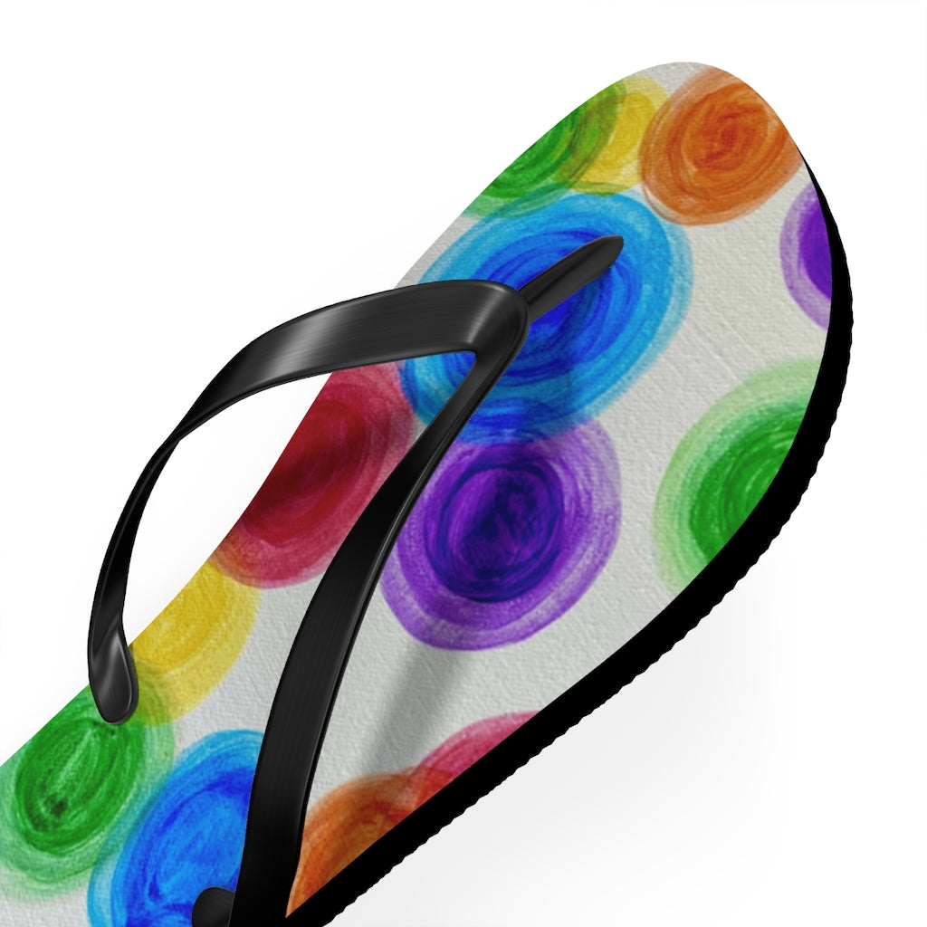 Rainbow Rain Flip Flops