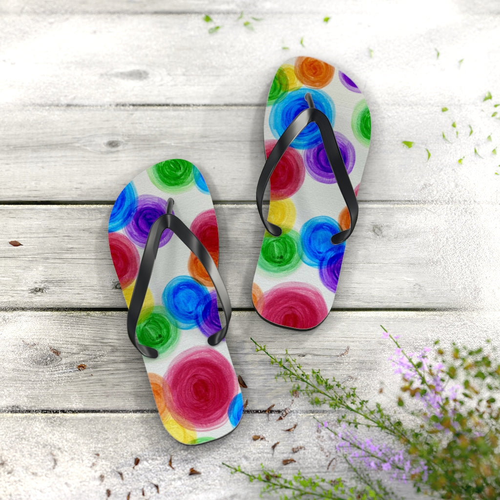 Rainbow Rain Flip Flops