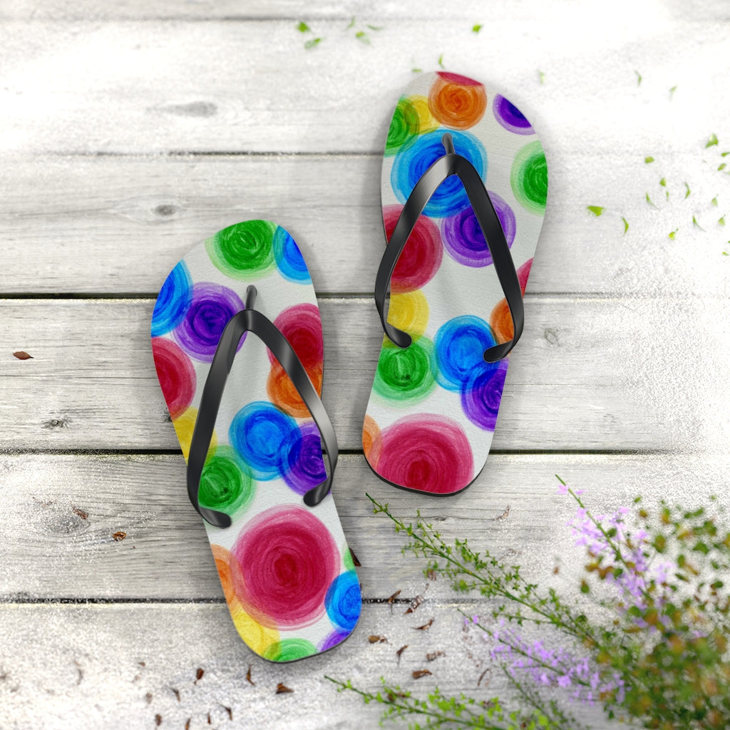 Rainbow Rain Flip Flops