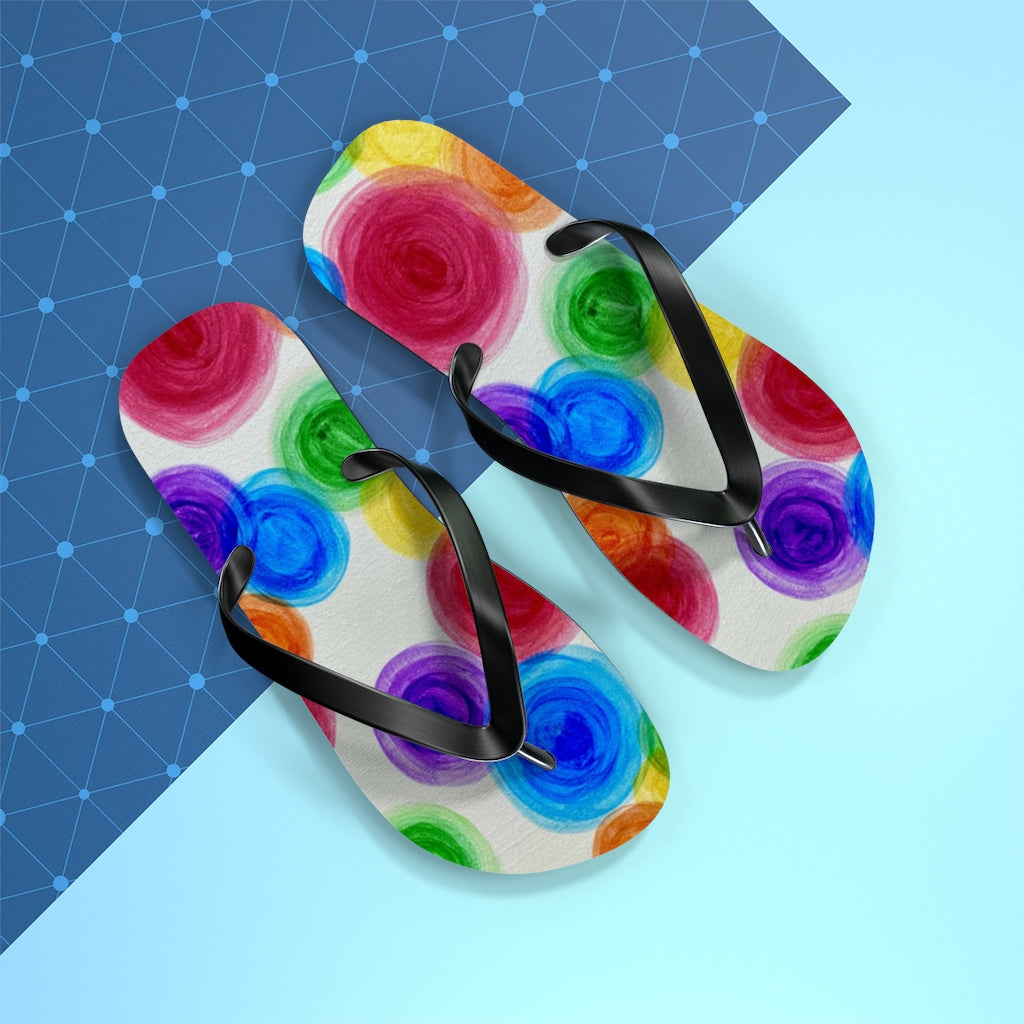 Rainbow Rain Flip Flops