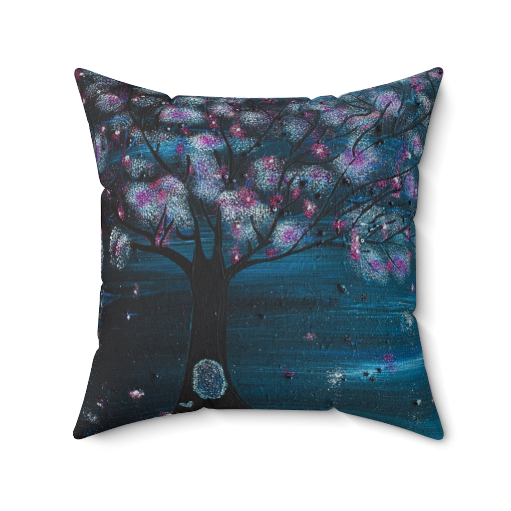 The Night Blooms Too Pillow