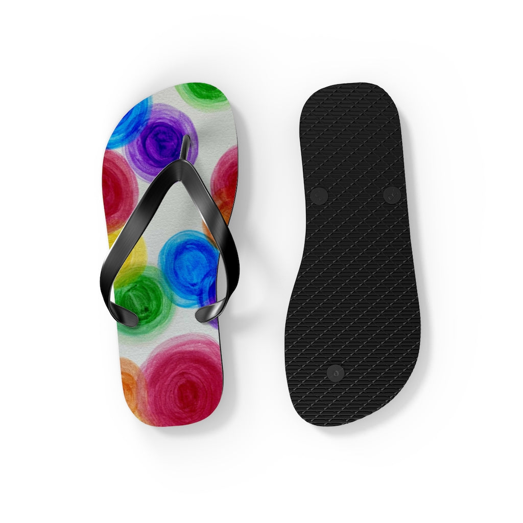 Rainbow Rain Flip Flops