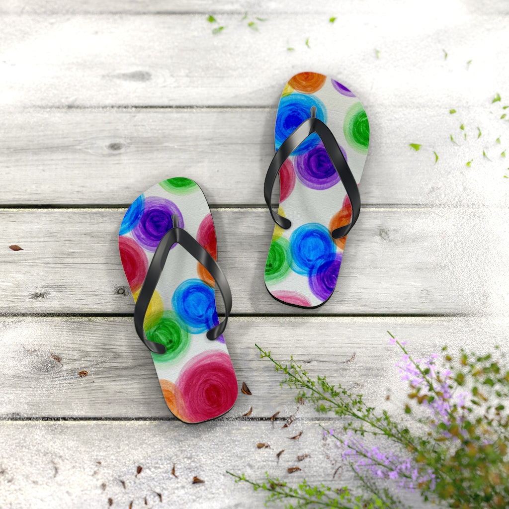 Rainbow Rain Flip Flops