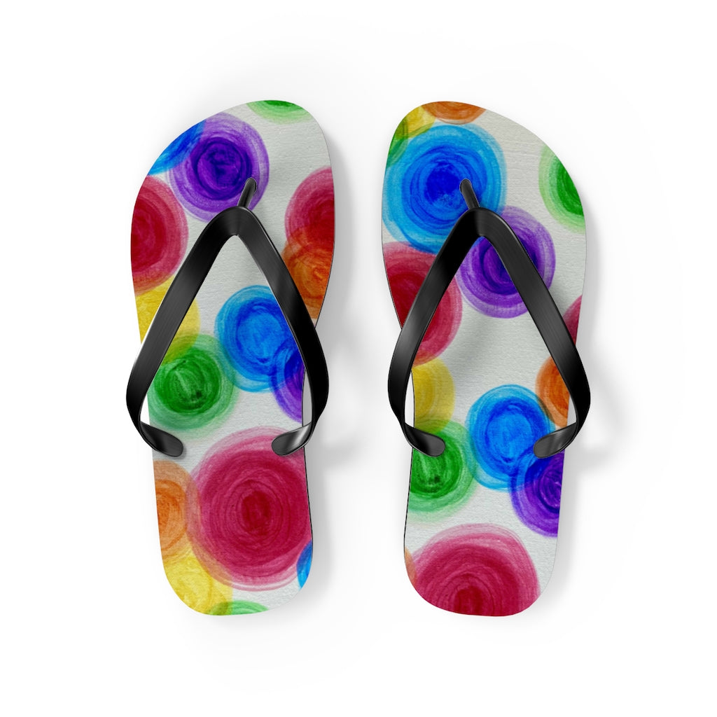 Rainbow Rain Flip Flops
