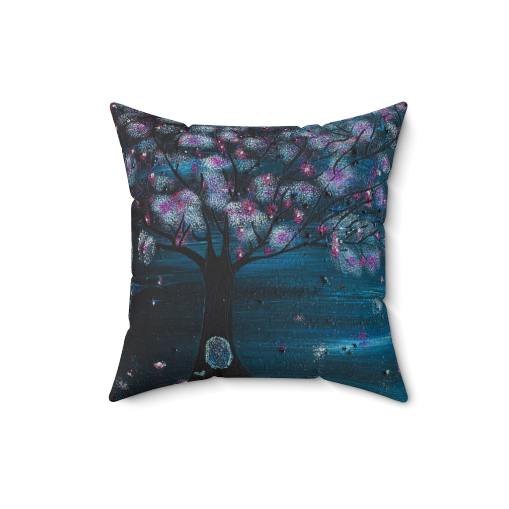 The Night Blooms Too Pillow