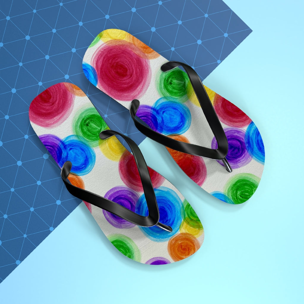Rainbow Rain Flip Flops