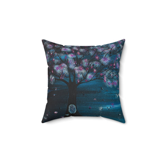The Night Blooms Too Pillow