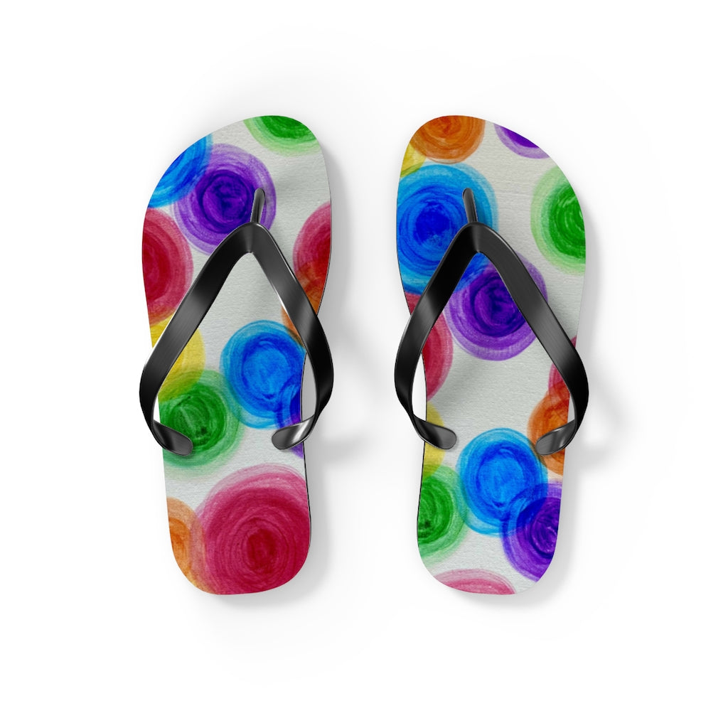 Rainbow Rain Flip Flops