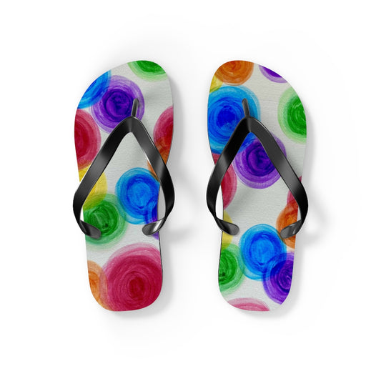 Rainbow Rain Flip Flops