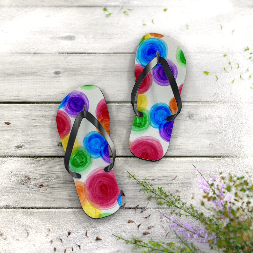 Rainbow Rain Flip Flops