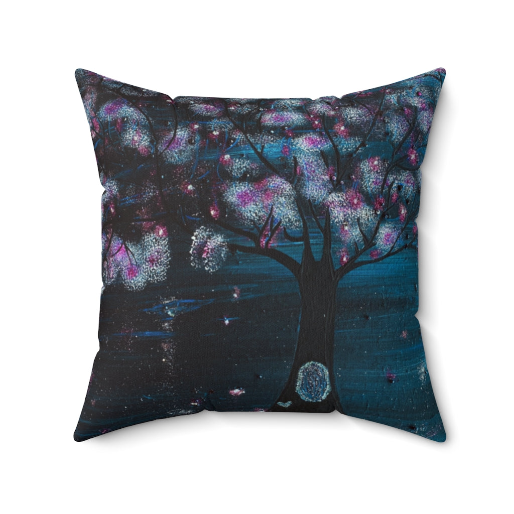 The Night Blooms Too Pillow
