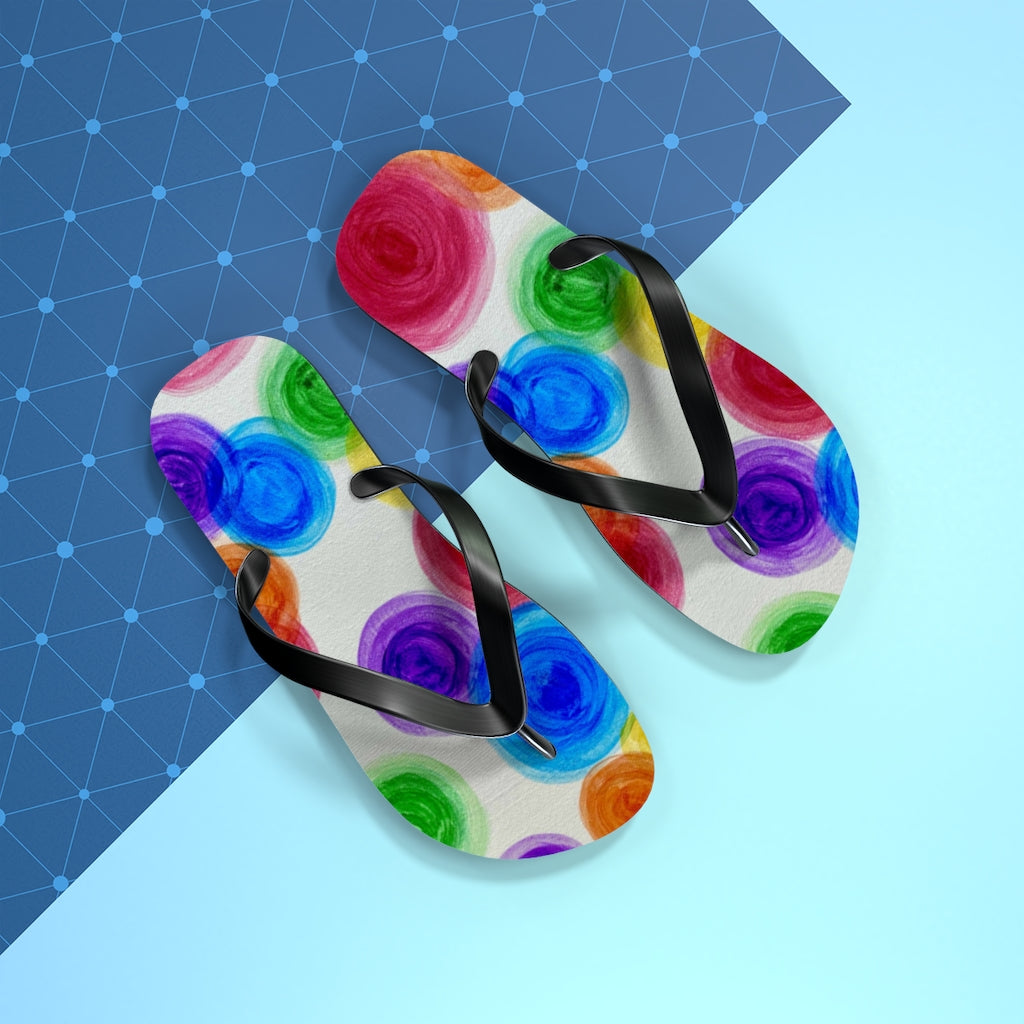 Rainbow Rain Flip Flops