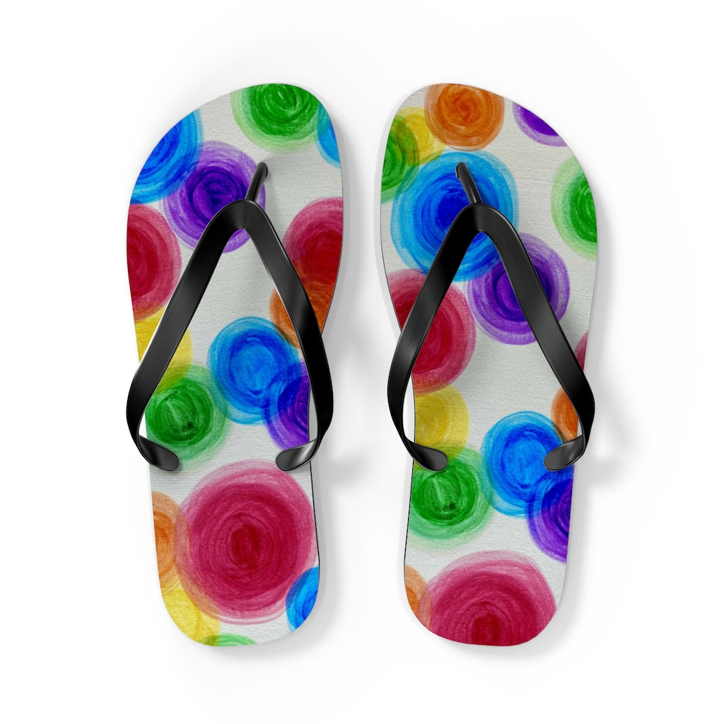 Rainbow Rain Flip Flops