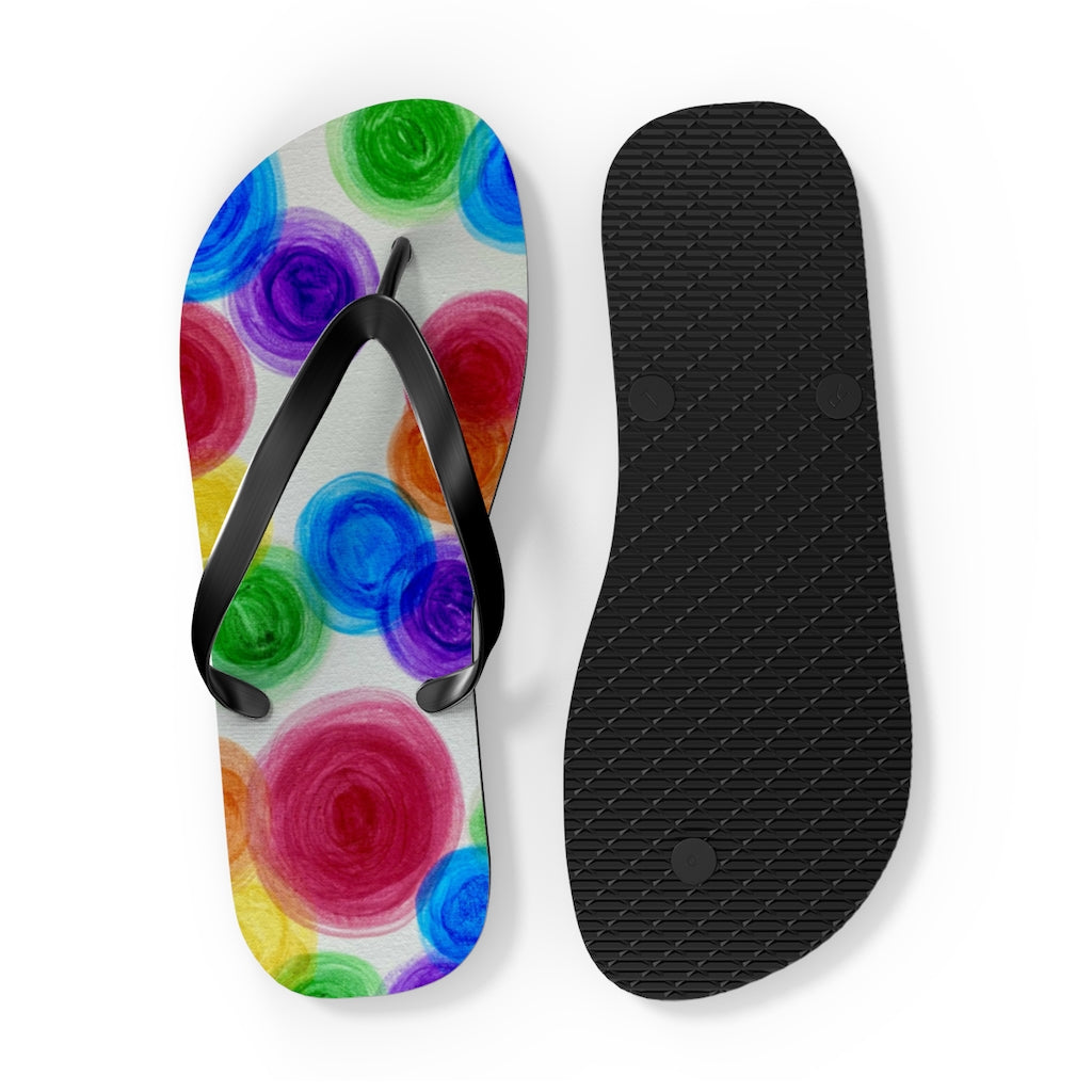 Rainbow Rain Flip Flops