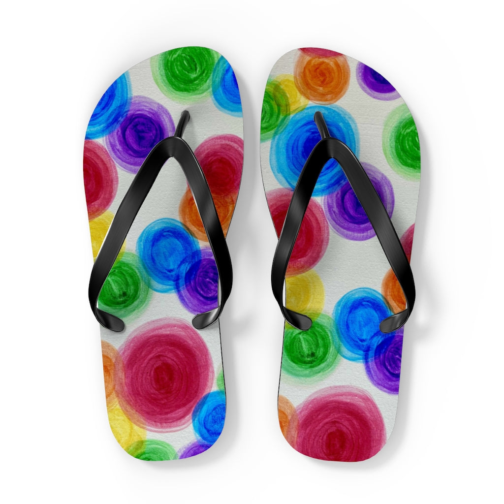 Rainbow Rain Flip Flops